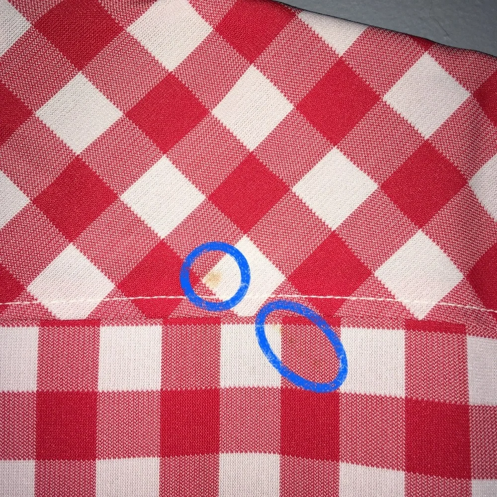 🐜 VINTAGE red and white gingham button-up short sleeve shirt, small — VGUC - Picture 9 of 12